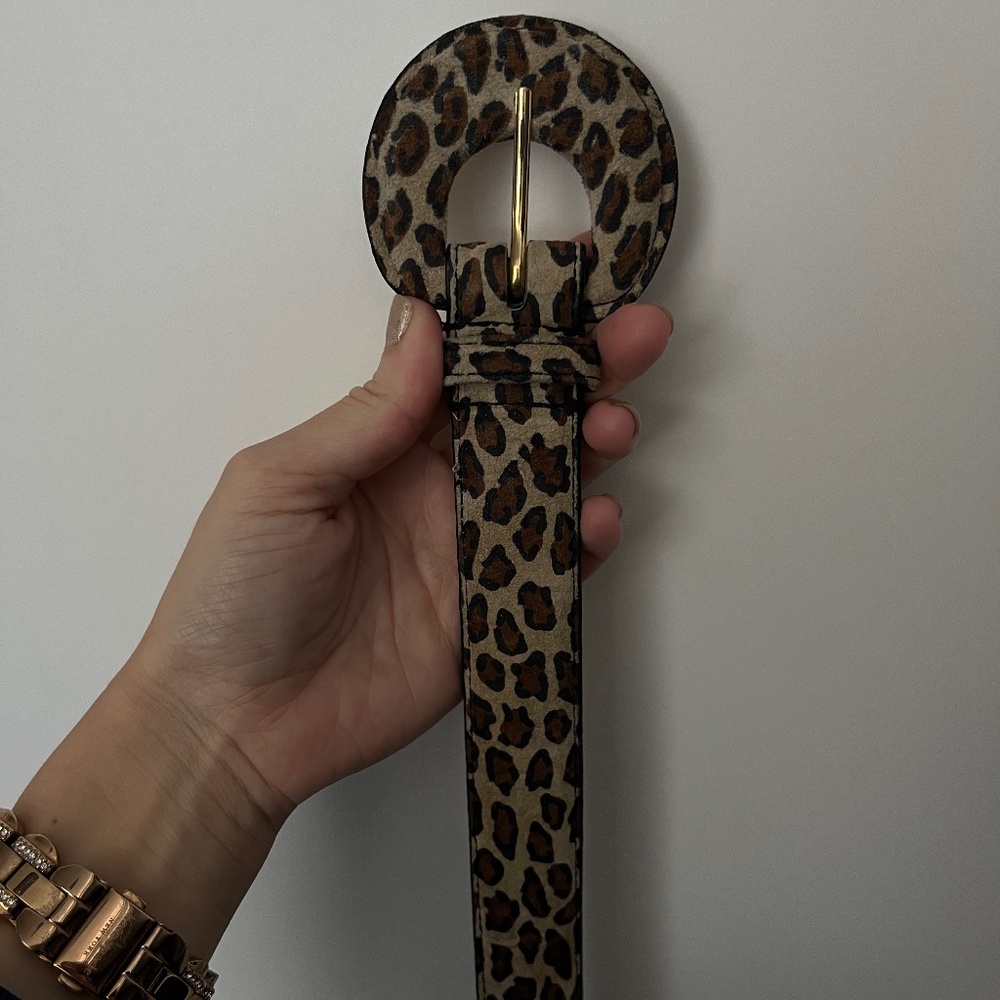 Vintage Leopard Real Leather Belt - Size L